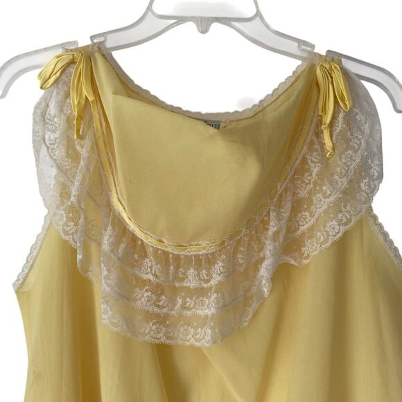 Bonwit Teller Lelis Vintage Rare Yellow Lace Long Nightgown size medium lingerie - Picture 2 of 11